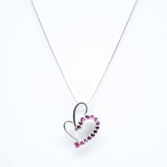 Pink Heart Zircon Pendant in 925 Silver- Without Chain - IAC Galleria