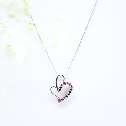 Pink Heart Zircon Pendant in 925 Silver- Without Chain - IAC Galleria