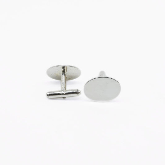 Plain Oval Cufflinks in 925 Silver - IAC Galleria