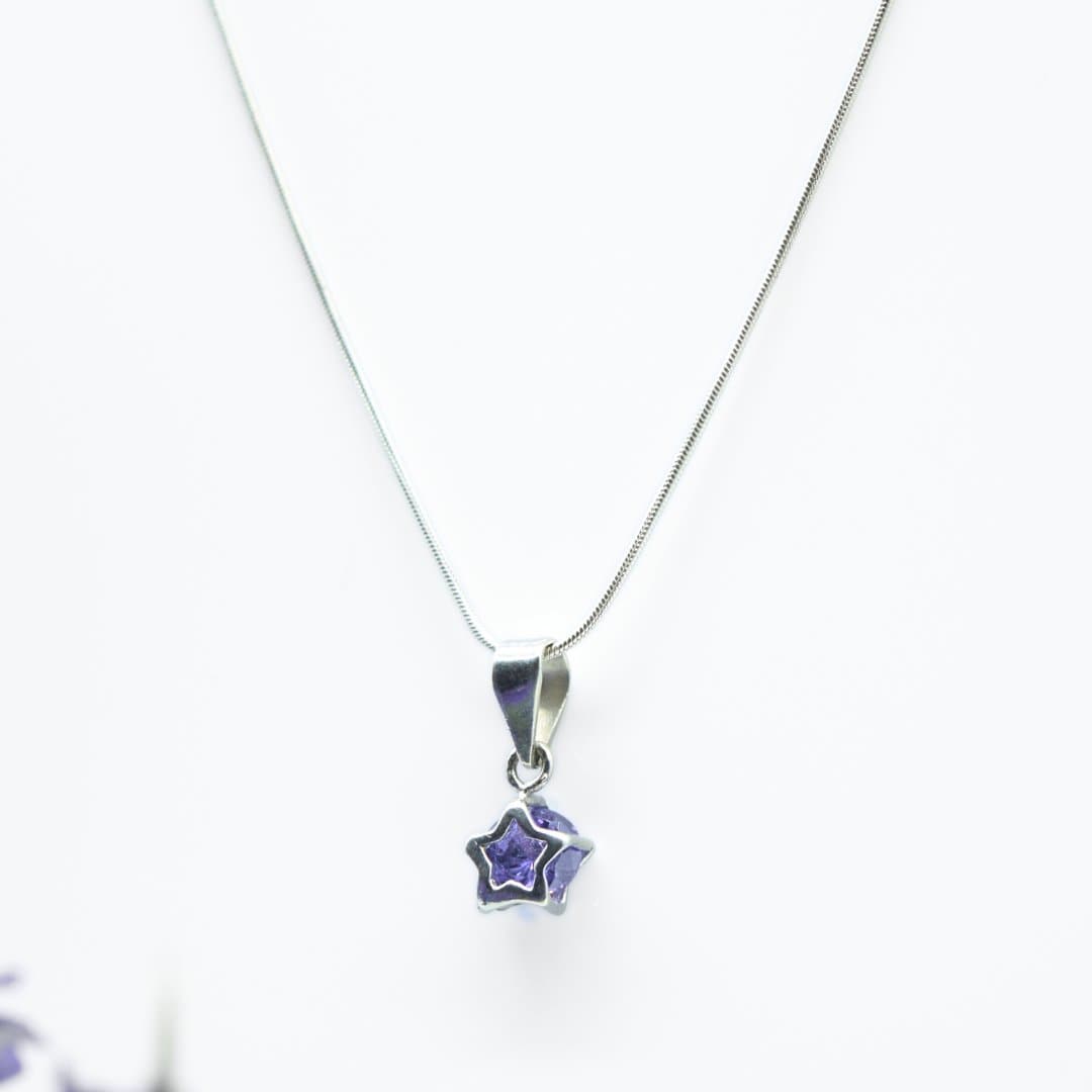 Purple Zircon Star Pendant in 925 Silver- Without Chain - IAC Galleria