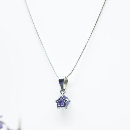 Purple Zircon Star Pendant in 925 Silver- Without Chain - IAC Galleria