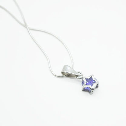 Purple Zircon Star Pendant in 925 Silver- Without Chain - IAC Galleria