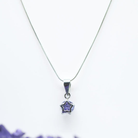 Purple Zircon Star Pendant in 925 Silver- Without Chain - IAC Galleria