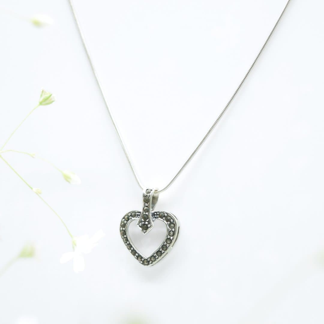 Pyrite Heart Pendant in 925 Silver- Without Chain - IAC Galleria