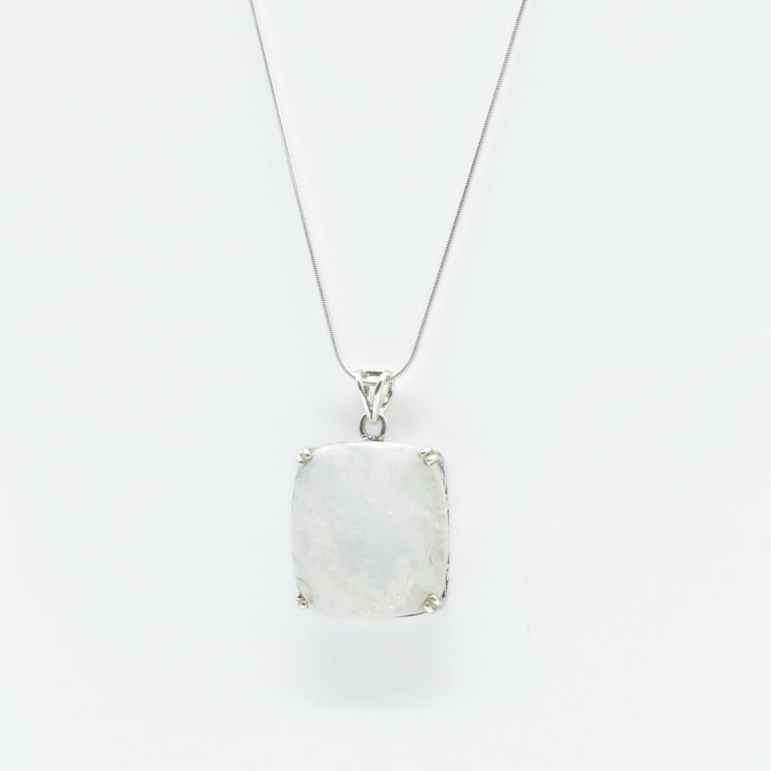 Rectangular Moonstone Pendant in 925 Silver- Without Chain - IAC Galleria