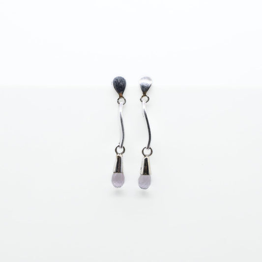 Rose Quartz Briolette Earrings in 925 Silver - IAC Galleria