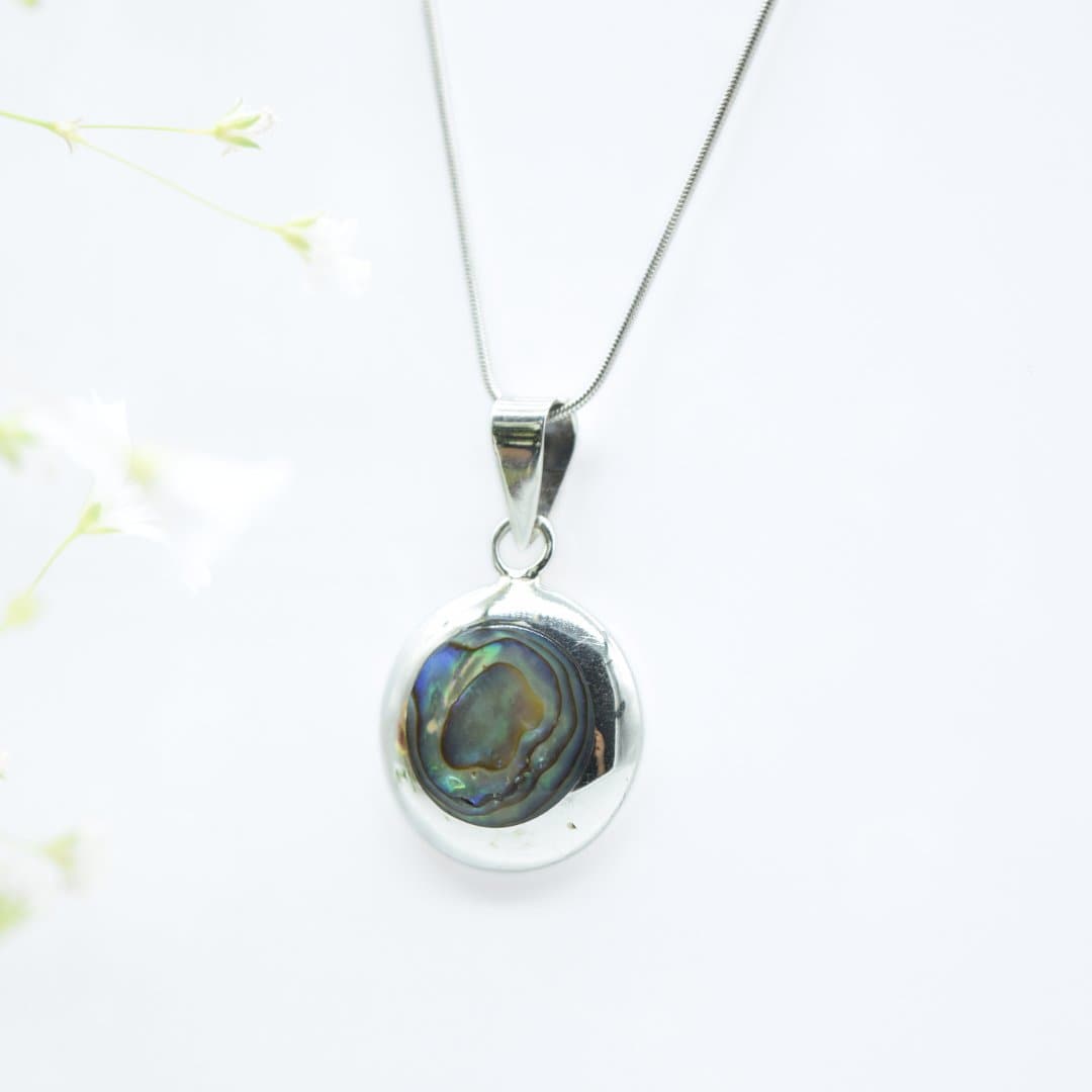 Round Mother of Pearl Pendant in 925 Silver- Without Chain - IAC Galleria