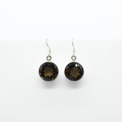 Round Smoky Topaz Earrings in 925 Silver - IAC Galleria