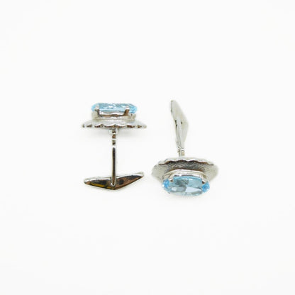 Scalloped Edge Blue Topaz Cufflinks in 925 Silver - IAC Galleria