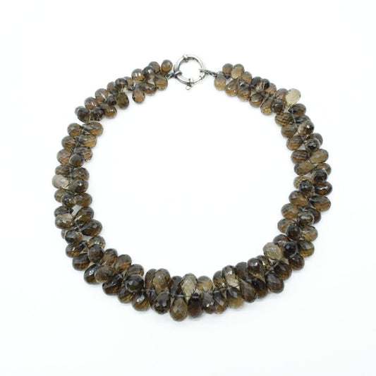 Smoky Topaz Briolette Necklace with 925 Silver Clasp - IAC Galleria