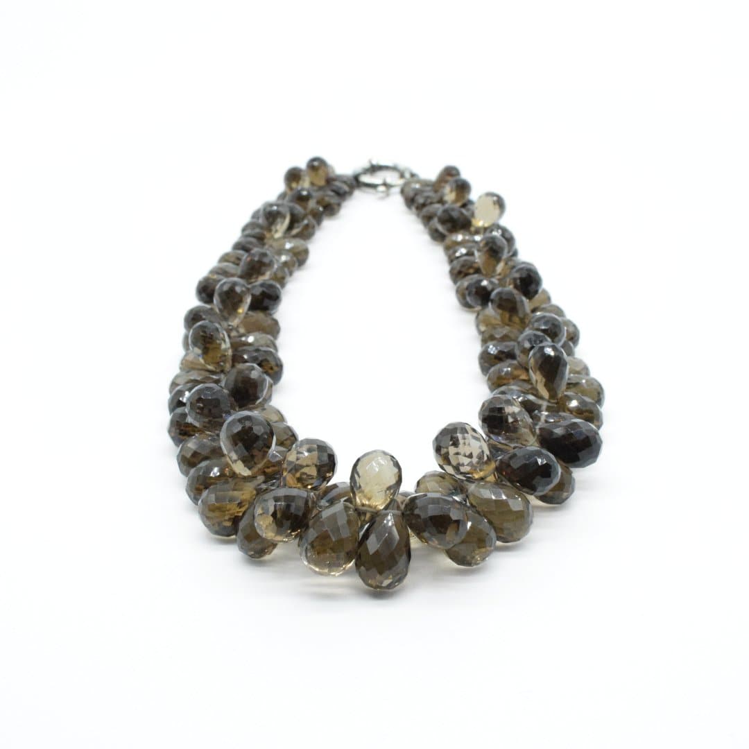 Smoky Topaz Briolette Necklace with 925 Silver Clasp - IAC Galleria