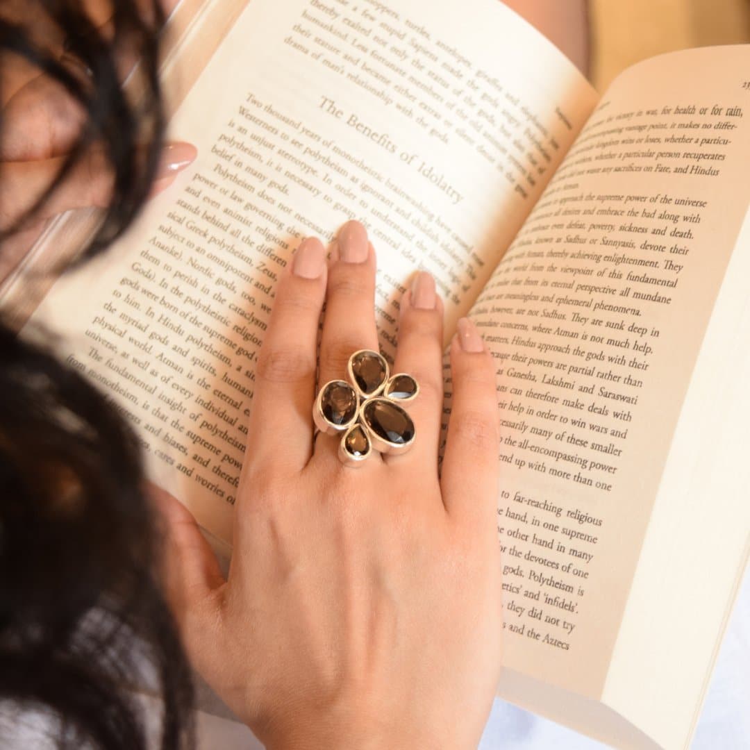 Smoky Topaz Cocktail Ring in 925 Silver - IAC Galleria