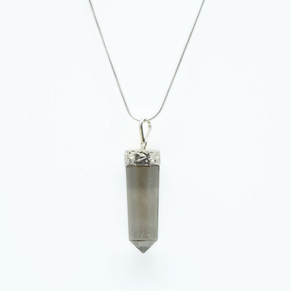 Smoky Topaz Mini Wand Pendant in 925 Silver- Without Chain - IAC Galleria