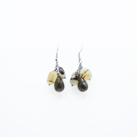 Smoky Topaz & Onyx Dangler Earrings in 925 Silver - IAC Galleria