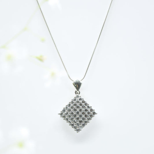 Sparkling Square Pendant in 925 Silver- Without Chain - IAC Galleria