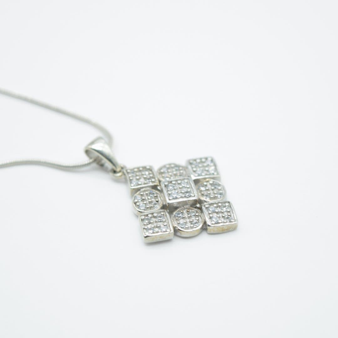 Square Zircon Pendant in 925 Silver- Without Chain - IAC Galleria