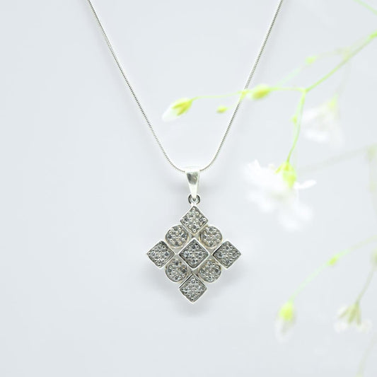 Square Zircon Pendant in 925 Silver- Without Chain - IAC Galleria