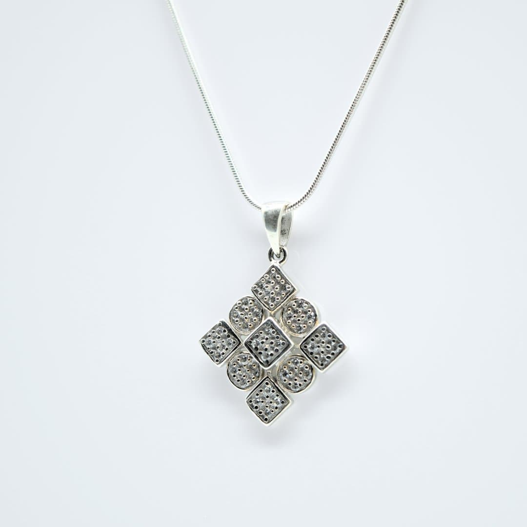 Square Zircon Pendant in 925 Silver- Without Chain - IAC Galleria