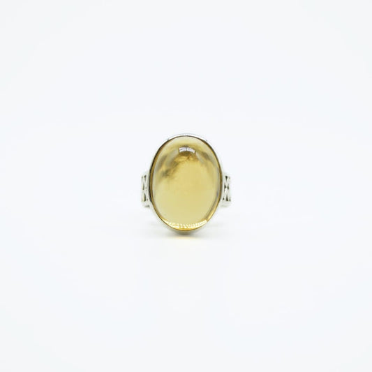 Statement Oval Cabochon Citrine Ring in 925 Silver - IAC Galleria