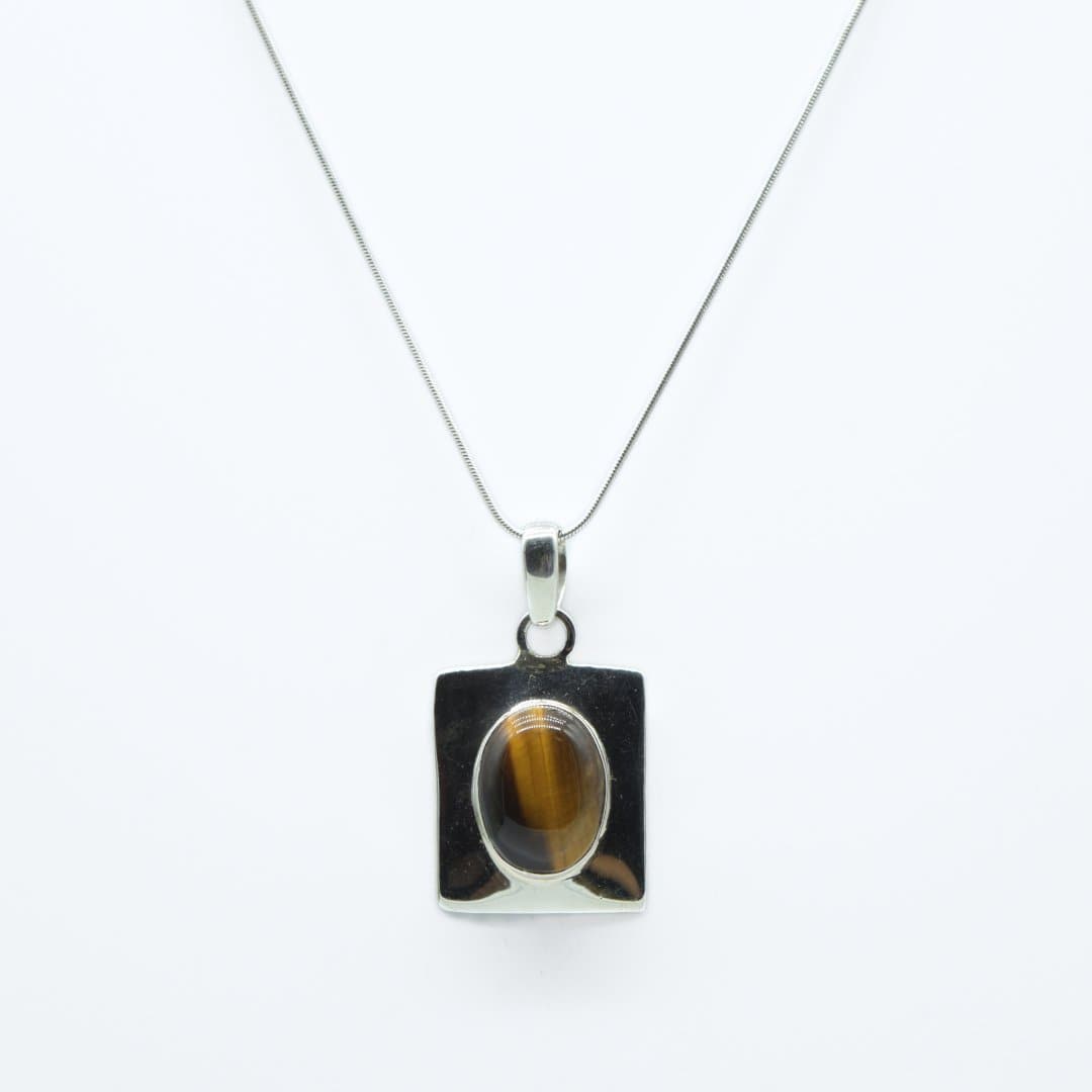 Statement Tiger's Eye Pendant in 925 Silver- Without Chain - IAC Galleria