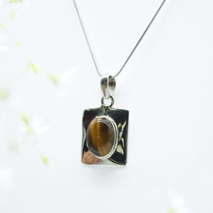 Statement Tiger's Eye Pendant in 925 Silver- Without Chain - IAC Galleria