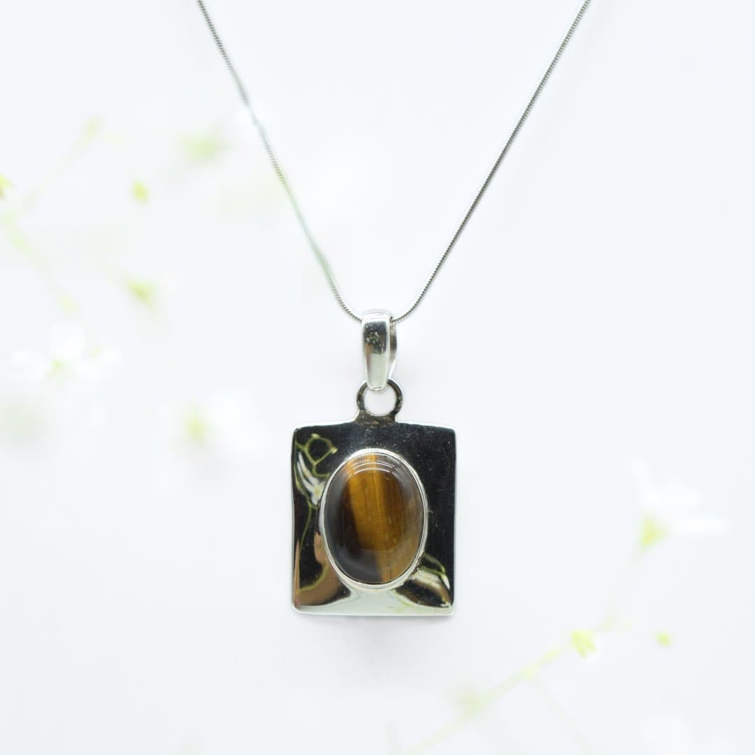 Statement Tiger's Eye Pendant in 925 Silver- Without Chain - IAC Galleria