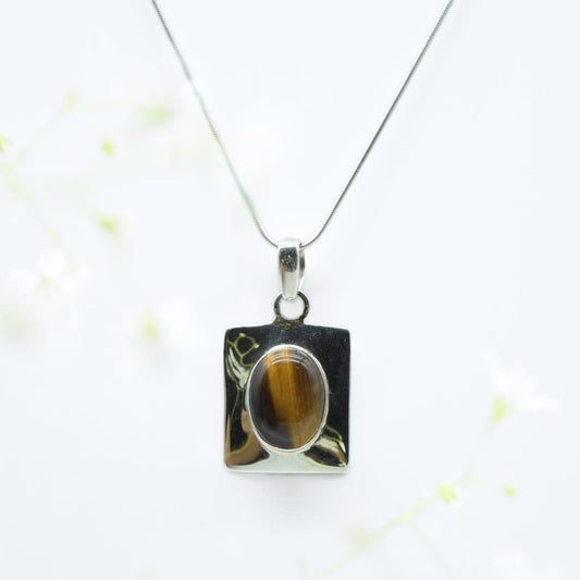 Statement Tiger's Eye Pendant in 925 Silver- Without Chain - IAC Galleria