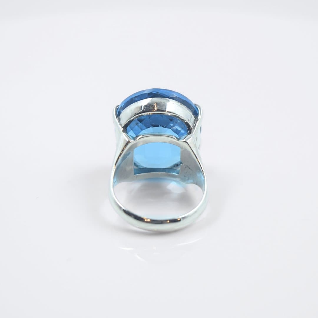 Swiss Blue Topaz Cocktail Ring in 925 Silver - IAC Galleria