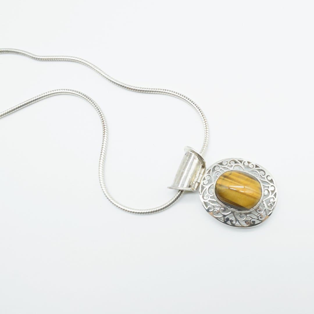 Tiger's Eye Paisley Pendant in 925 Silver- Without Chain - IAC Galleria