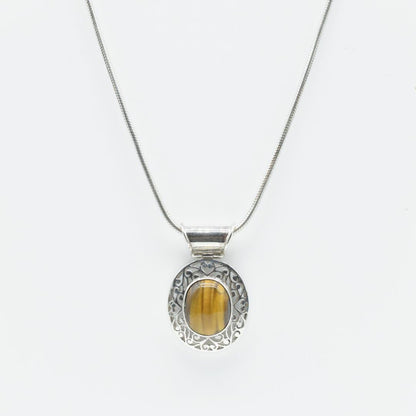 Tiger's Eye Paisley Pendant in 925 Silver- Without Chain - IAC Galleria