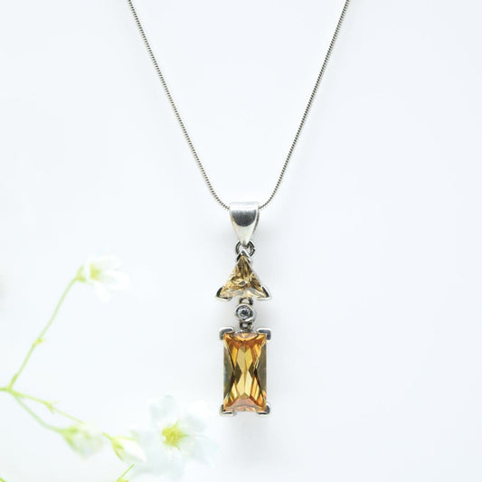 Yellow Zircon Pendant in 925 Silver- Without Chain - IAC Galleria