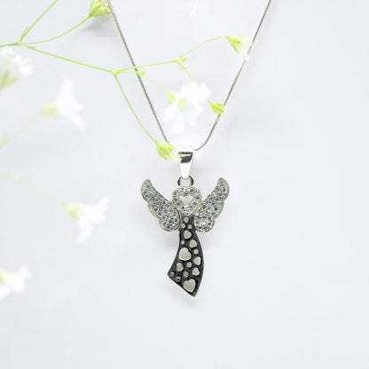 Zircon Angel Pendant in 925 Silver- Without Chain - IAC Galleria