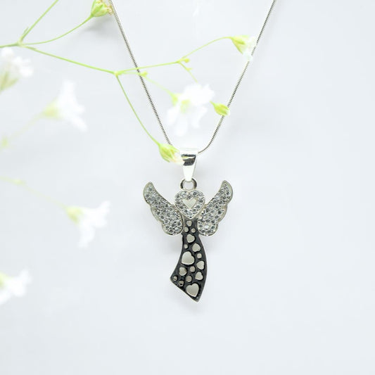 Zircon Angel Pendant in 925 Silver- Without Chain - IAC Galleria